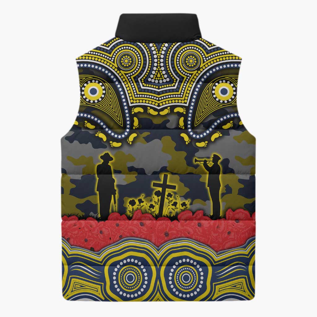 ANZAC Day North Queensland Cowboys Sleeveless Puffer Jacket Military Memorial Aboriginal Indigenous Art