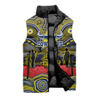 ANZAC Day North Queensland Cowboys Sleeveless Puffer Jacket Military Memorial Aboriginal Indigenous Art