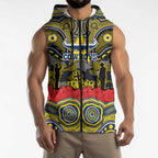 ANZAC Day North Queensland Cowboys Sleeveless Zip Hoodie Military Memorial Aboriginal Indigenous Art