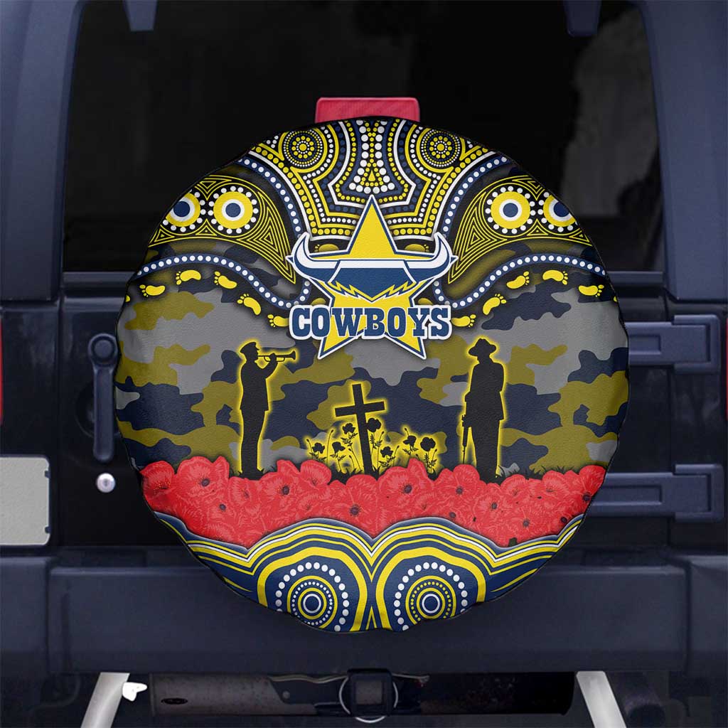 ANZAC Day North Queensland Cowboys Spare Tire Cover Military Memorial Aboriginal Indigenous Art