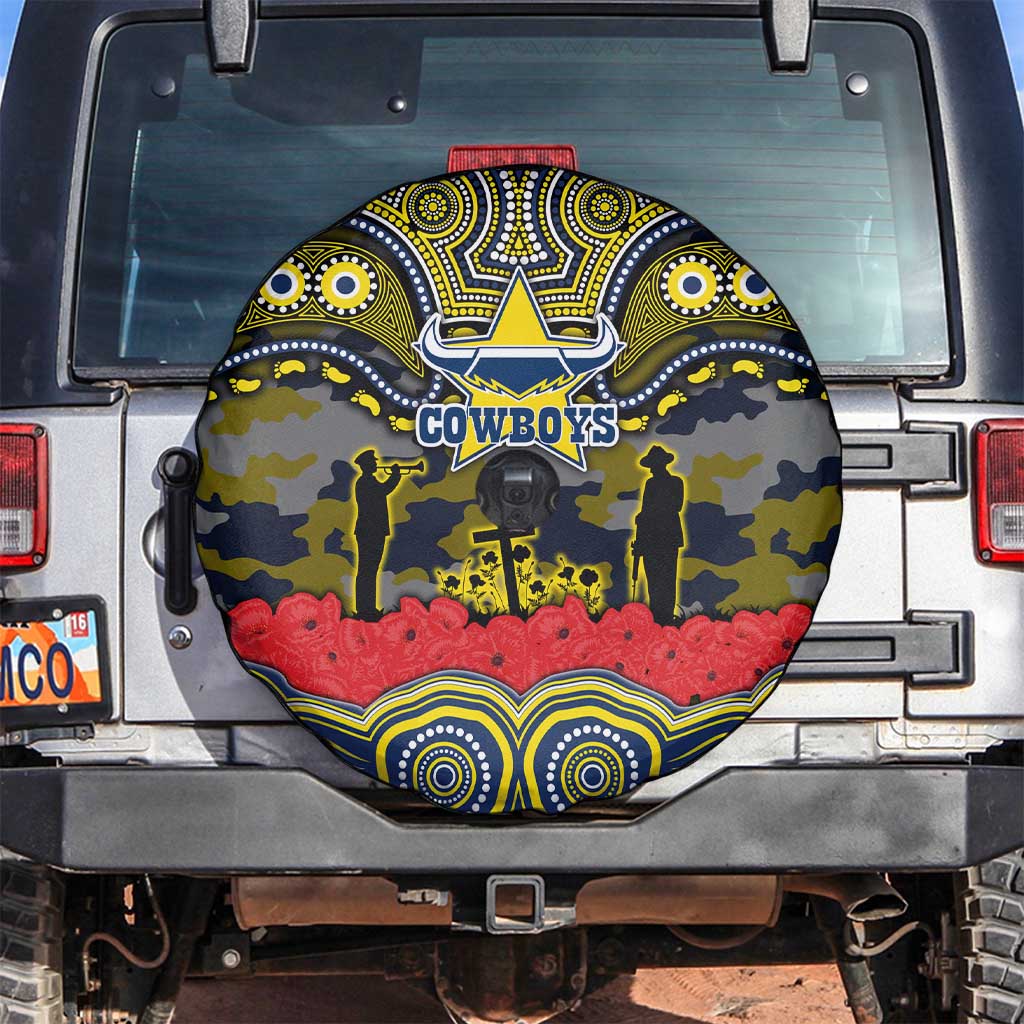 ANZAC Day North Queensland Cowboys Spare Tire Cover Military Memorial Aboriginal Indigenous Art
