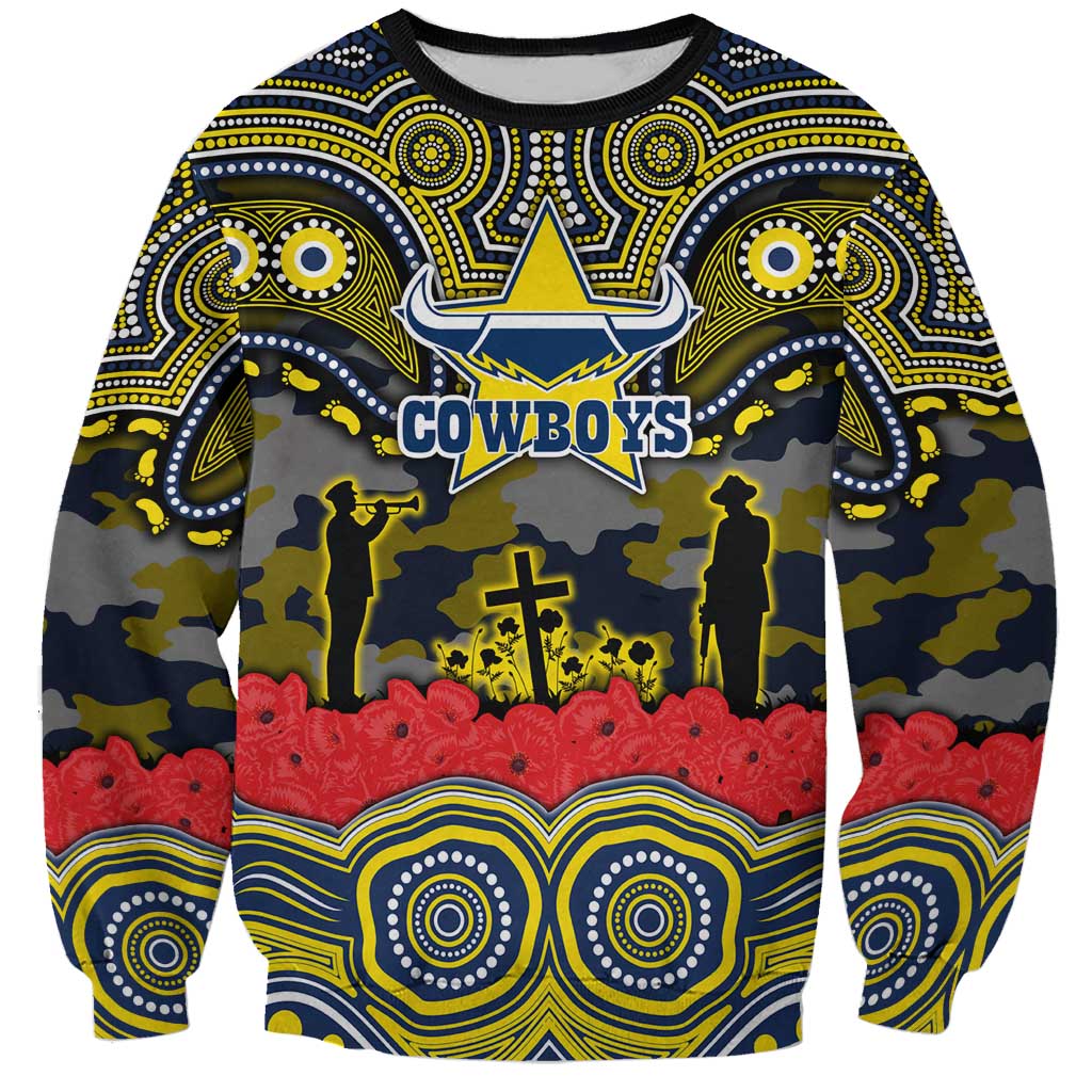 ANZAC Day North Queensland Cowboys Sweatshirt Military Memorial Aboriginal Indigenous Art