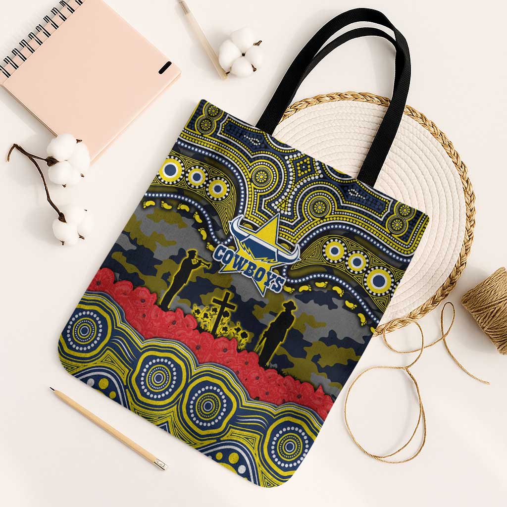 ANZAC Day North Queensland Cowboys Tote Bag Military Memorial Aboriginal Indigenous Art