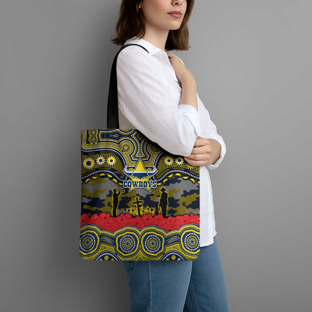 ANZAC Day North Queensland Cowboys Tote Bag Military Memorial Aboriginal Indigenous Art