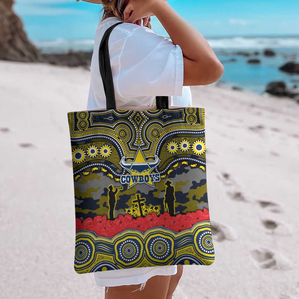ANZAC Day North Queensland Cowboys Tote Bag Military Memorial Aboriginal Indigenous Art