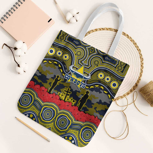 ANZAC Day North Queensland Cowboys Tote Bag Military Memorial Aboriginal Indigenous Art