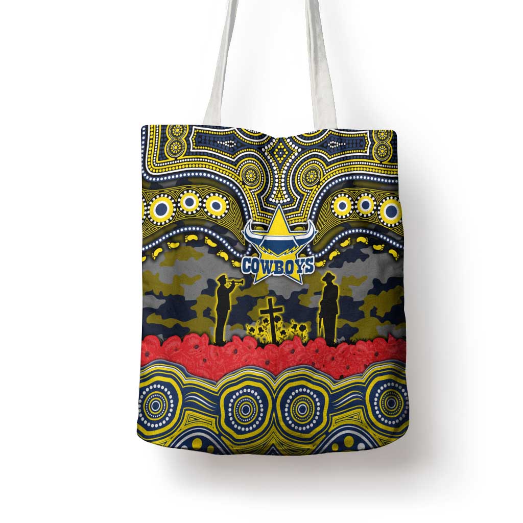 ANZAC Day North Queensland Cowboys Tote Bag Military Memorial Aboriginal Indigenous Art