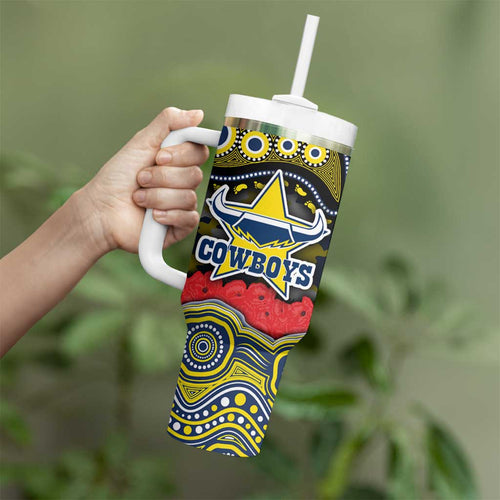 ANZAC Day North Queensland Cowboys Tumbler With Handle Military Memorial Aboriginal Indigenous Art