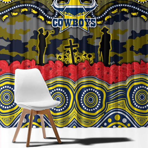 ANZAC Day North Queensland Cowboys Window Curtain Military Memorial Aboriginal Indigenous Art