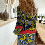 ANZAC Day North Queensland Cowboys Women Casual Shirt Military Memorial Aboriginal Indigenous Art