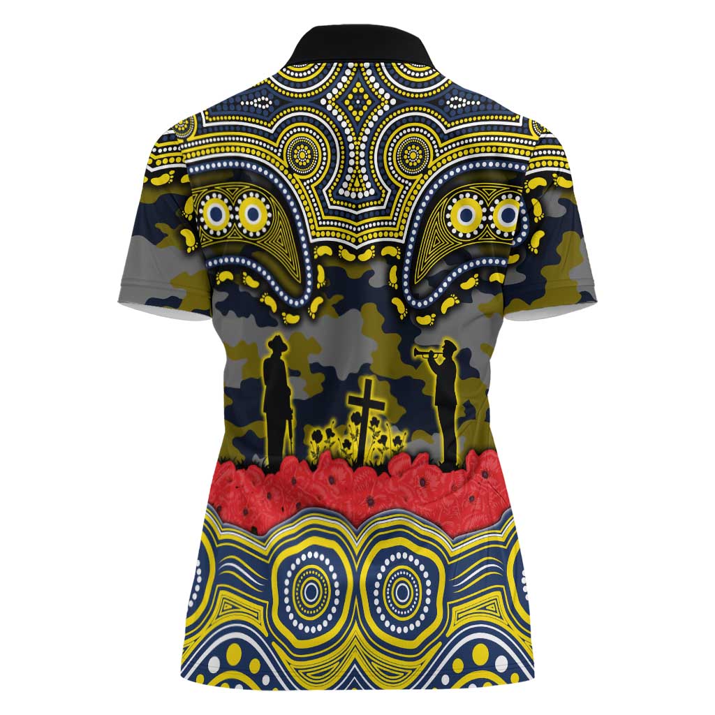 ANZAC Day North Queensland Cowboys Women Polo Shirt Military Memorial Aboriginal Indigenous Art