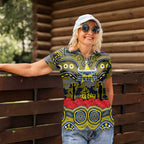 ANZAC Day North Queensland Cowboys Women Polo Shirt Military Memorial Aboriginal Indigenous Art
