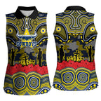 ANZAC Day North Queensland Cowboys Women Sleeveless Polo Shirt Military Memorial Aboriginal Indigenous Art