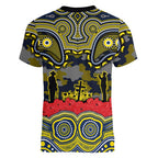 ANZAC Day North Queensland Cowboys Women V-Neck T-Shirt Military Memorial Aboriginal Indigenous Art
