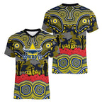 ANZAC Day North Queensland Cowboys Women V-Neck T-Shirt Military Memorial Aboriginal Indigenous Art
