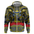ANZAC Day North Queensland Cowboys Zip Hoodie Military Memorial Aboriginal Indigenous Art