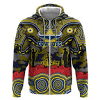 ANZAC Day North Queensland Cowboys Zip Hoodie Military Memorial Aboriginal Indigenous Art