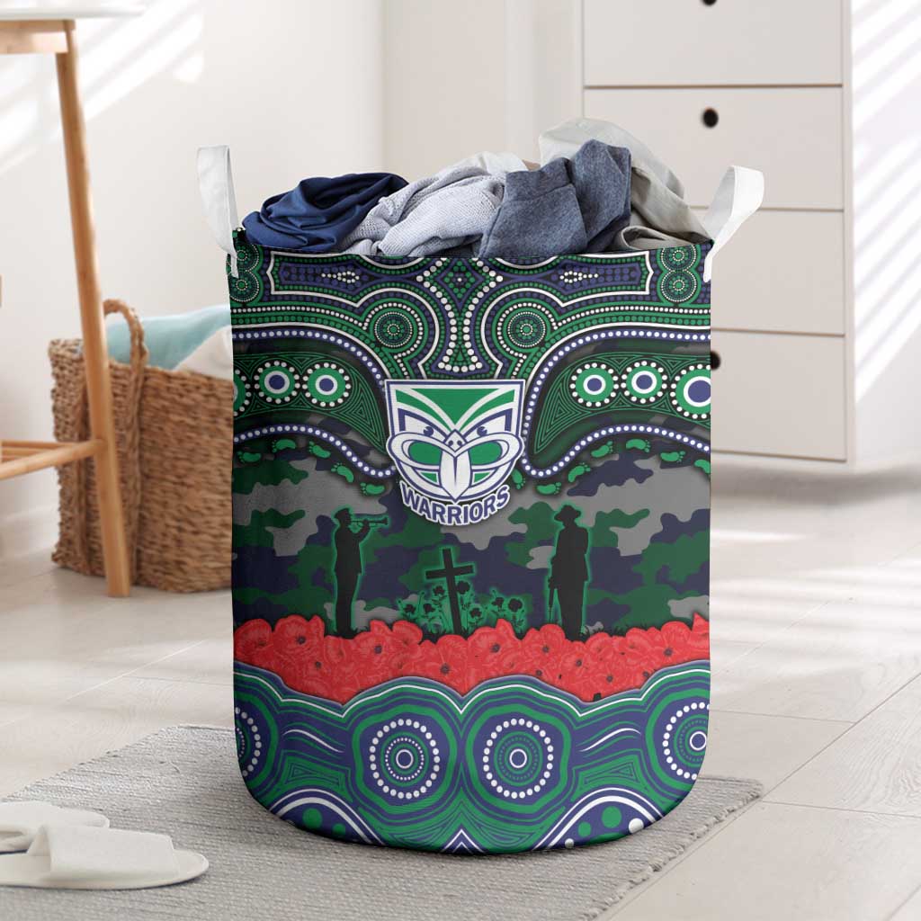 ANZAC Day New Zealand Warriors Laundry Basket Military Memorial Aboriginal Indigenous Art