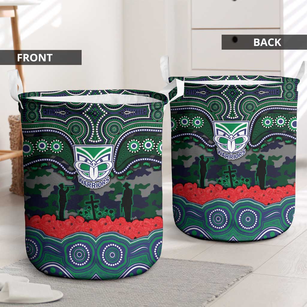 ANZAC Day New Zealand Warriors Laundry Basket Military Memorial Aboriginal Indigenous Art