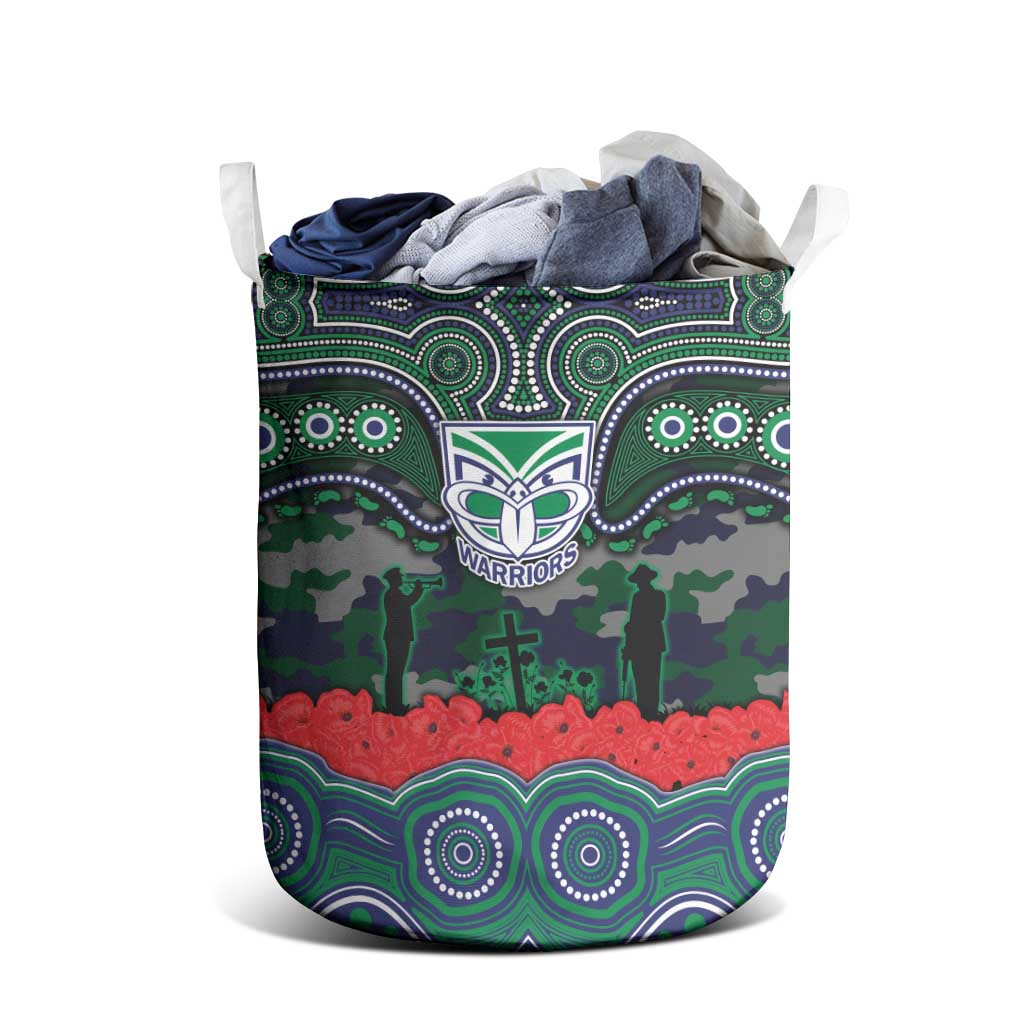 ANZAC Day New Zealand Warriors Laundry Basket Military Memorial Aboriginal Indigenous Art