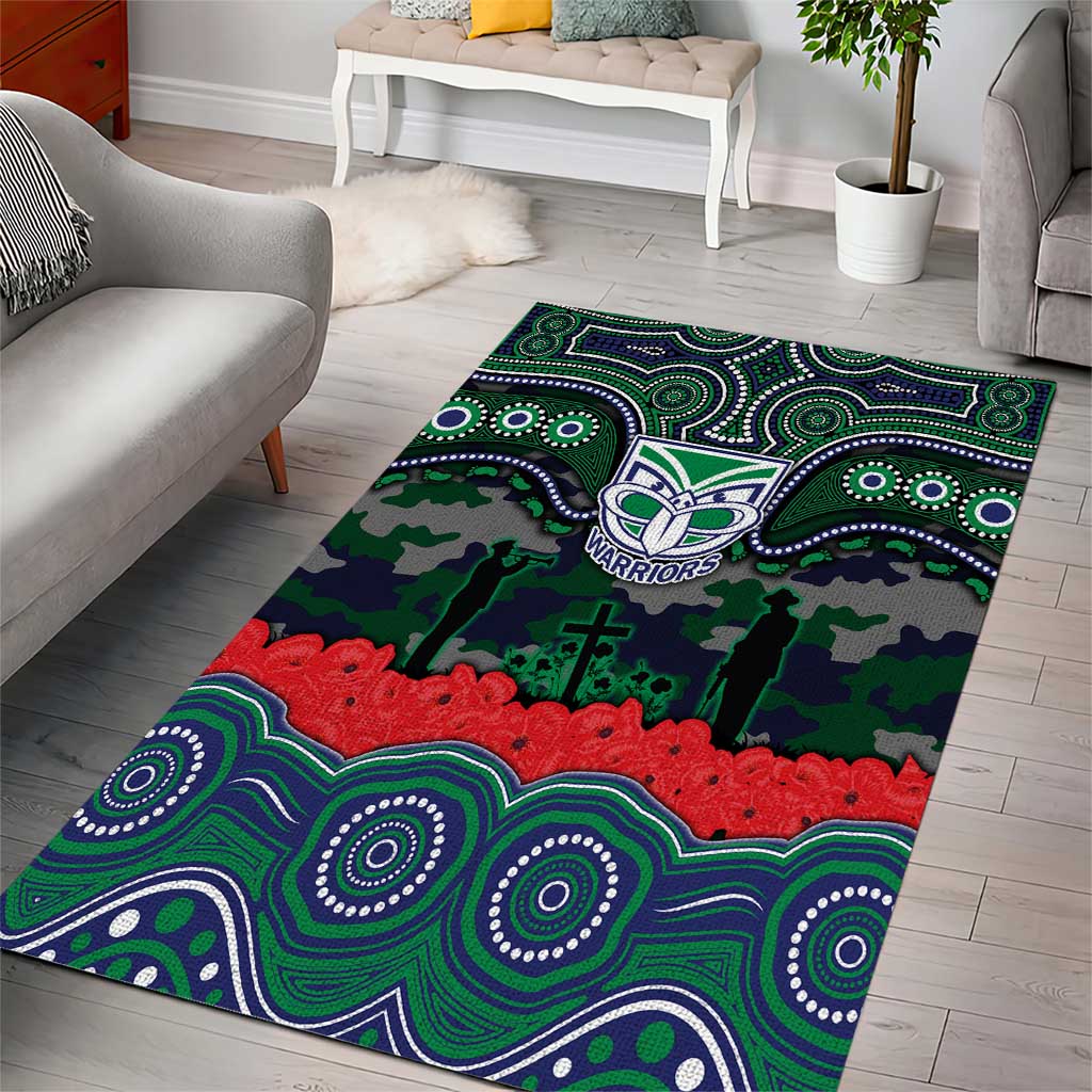 ANZAC Day New Zealand Warriors Area Rug Military Memorial Aboriginal Indigenous Art