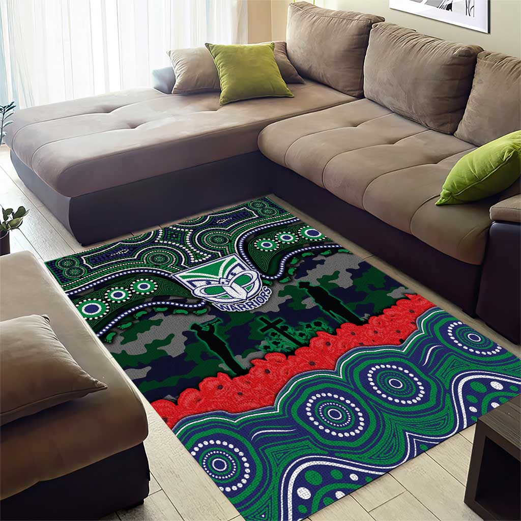 ANZAC Day New Zealand Warriors Area Rug Military Memorial Aboriginal Indigenous Art