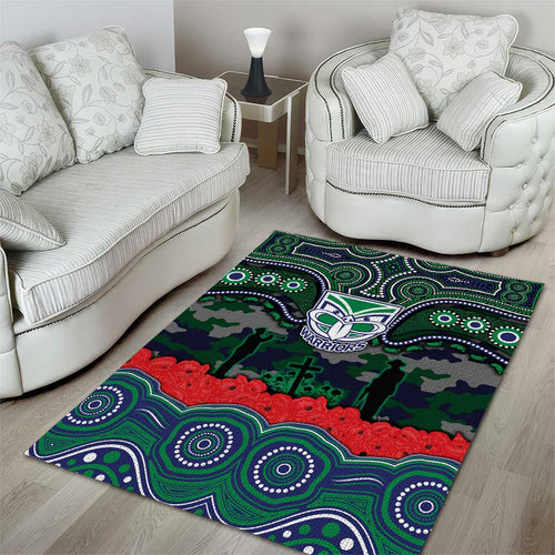 ANZAC Day New Zealand Warriors Area Rug Military Memorial Aboriginal Indigenous Art
