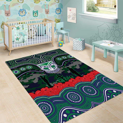 ANZAC Day New Zealand Warriors Area Rug Military Memorial Aboriginal Indigenous Art
