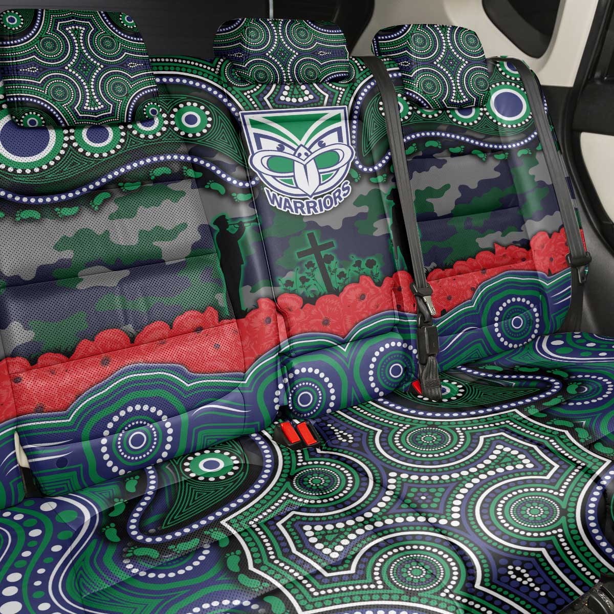 ANZAC Day New Zealand Warriors Back Car Seat Cover Military Memorial Aboriginal Indigenous Art