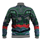 ANZAC Day New Zealand Warriors Baseball Jacket Military Memorial Aboriginal Indigenous Art