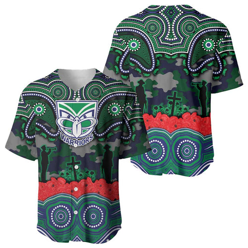 ANZAC Day New Zealand Warriors Baseball Jersey Military Memorial Aboriginal Indigenous Art