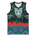 ANZAC Day New Zealand Warriors Basketball Jersey Military Memorial Aboriginal Indigenous Art