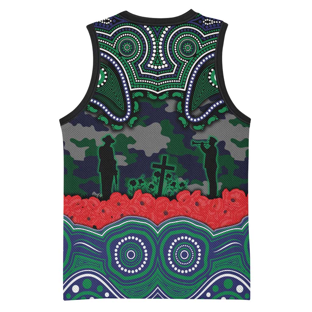 ANZAC Day New Zealand Warriors Basketball Jersey Military Memorial Aboriginal Indigenous Art