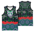 ANZAC Day New Zealand Warriors Basketball Jersey Military Memorial Aboriginal Indigenous Art