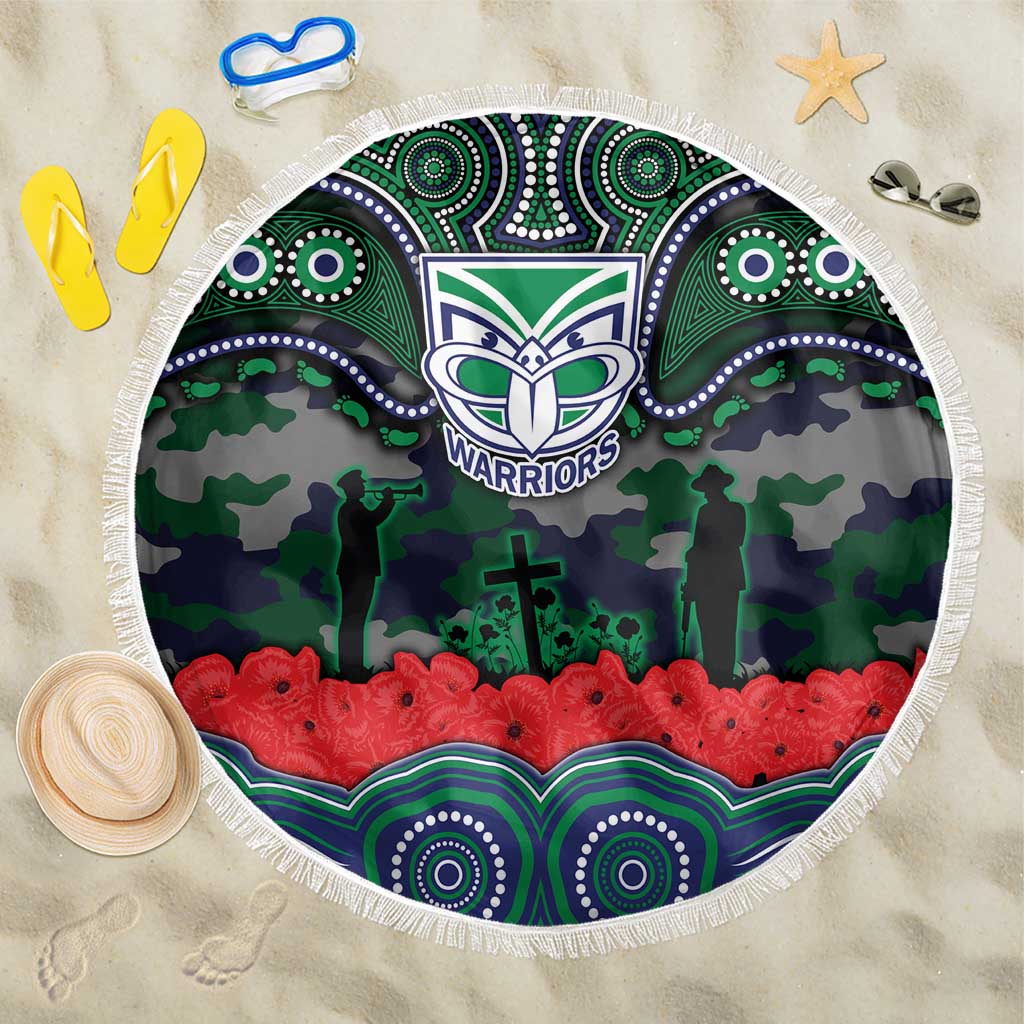 ANZAC Day New Zealand Warriors Beach Blanket Military Memorial Aboriginal Indigenous Art