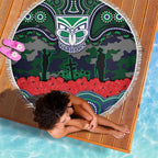 ANZAC Day New Zealand Warriors Beach Blanket Military Memorial Aboriginal Indigenous Art