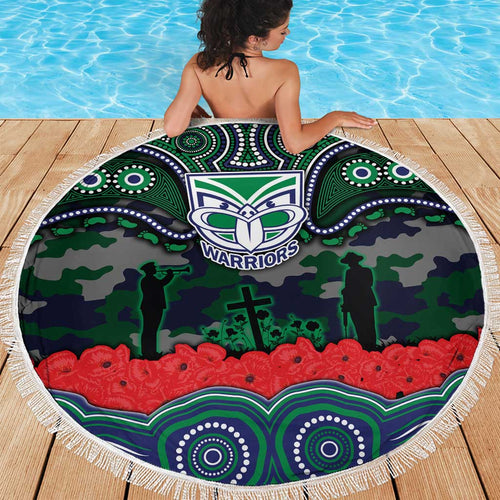 ANZAC Day New Zealand Warriors Beach Blanket Military Memorial Aboriginal Indigenous Art