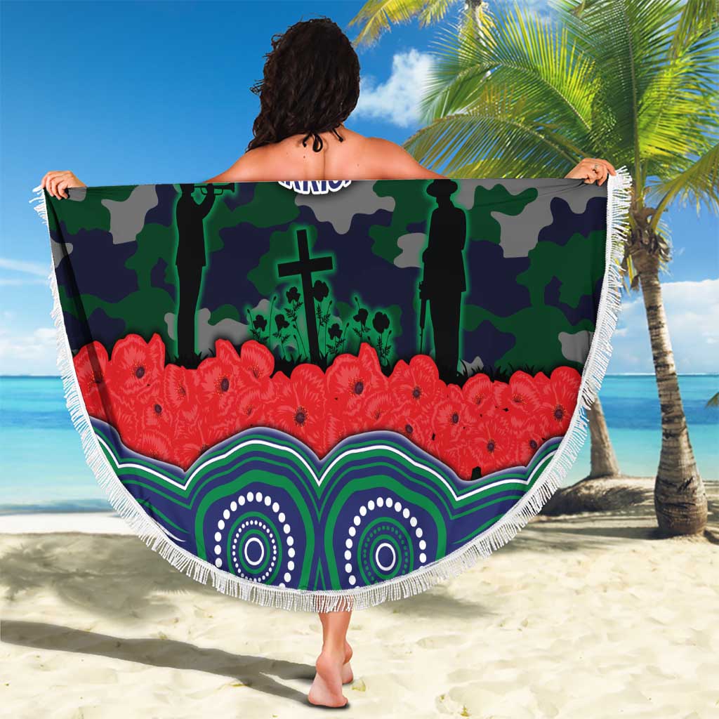 ANZAC Day New Zealand Warriors Beach Blanket Military Memorial Aboriginal Indigenous Art