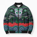 ANZAC Day New Zealand Warriors Bomber Puffer Jacket Military Memorial Aboriginal Indigenous Art