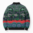ANZAC Day New Zealand Warriors Bomber Puffer Jacket Military Memorial Aboriginal Indigenous Art