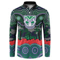 ANZAC Day New Zealand Warriors Button Sweatshirt Military Memorial Aboriginal Indigenous Art