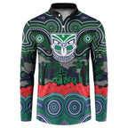 ANZAC Day New Zealand Warriors Button Sweatshirt Military Memorial Aboriginal Indigenous Art