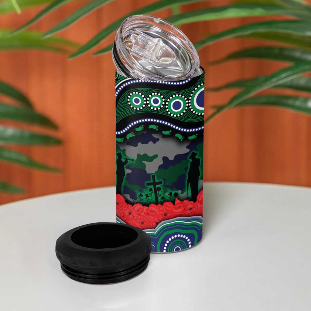 ANZAC Day New Zealand Warriors 4 in 1 Can Cooler Tumbler Military Memorial Aboriginal Indigenous Art