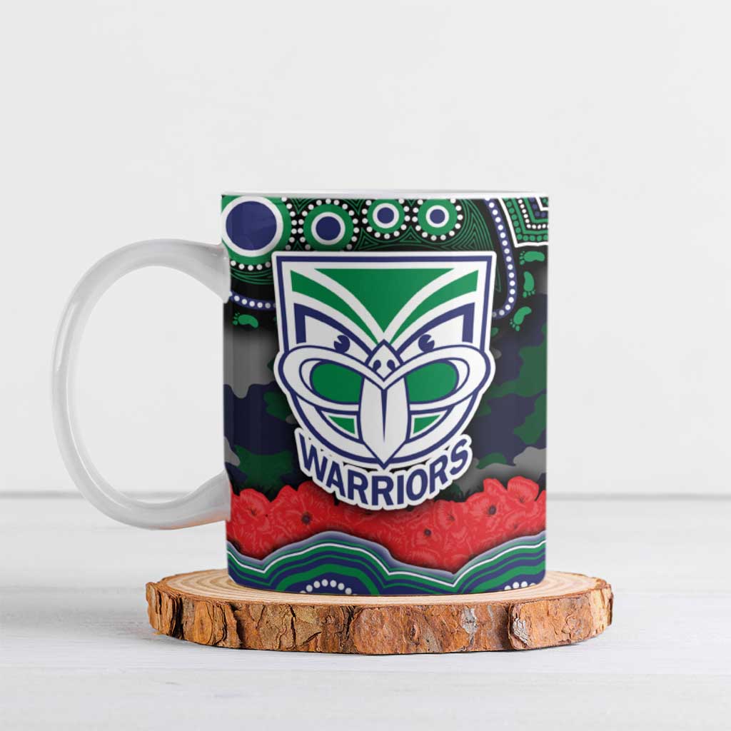 ANZAC Day New Zealand Warriors Ceramic Mug Military Memorial Aboriginal Indigenous Art