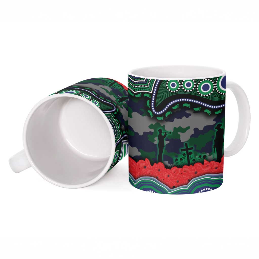 ANZAC Day New Zealand Warriors Ceramic Mug Military Memorial Aboriginal Indigenous Art