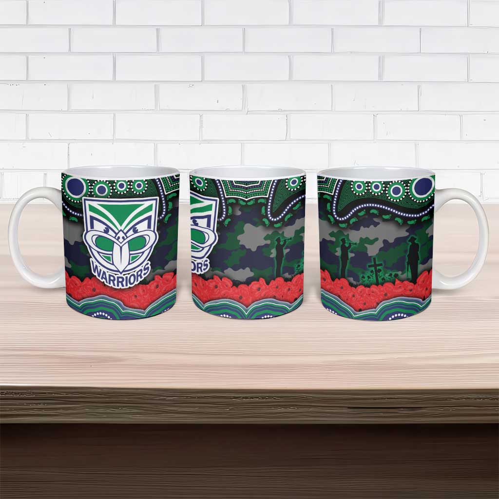ANZAC Day New Zealand Warriors Ceramic Mug Military Memorial Aboriginal Indigenous Art