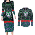 ANZAC Day New Zealand Warriors Couples Matching Long Sleeve Bodycon Dress and Long Sleeve Button Shirt Military Memorial Aboriginal Indigenous Art
