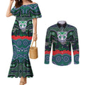 ANZAC Day New Zealand Warriors Couples Matching Mermaid Dress and Long Sleeve Button Shirt Military Memorial Aboriginal Indigenous Art