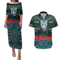 ANZAC Day New Zealand Warriors Couples Matching Puletasi and Hawaiian Shirt Military Memorial Aboriginal Indigenous Art