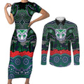 ANZAC Day New Zealand Warriors Couples Matching Short Sleeve Bodycon Dress and Long Sleeve Button Shirt Military Memorial Aboriginal Indigenous Art